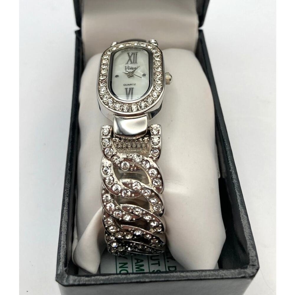 Very Nice  Vivani Quartz Clutch Bracelet Style Watch 18mm wide 22 long with Case